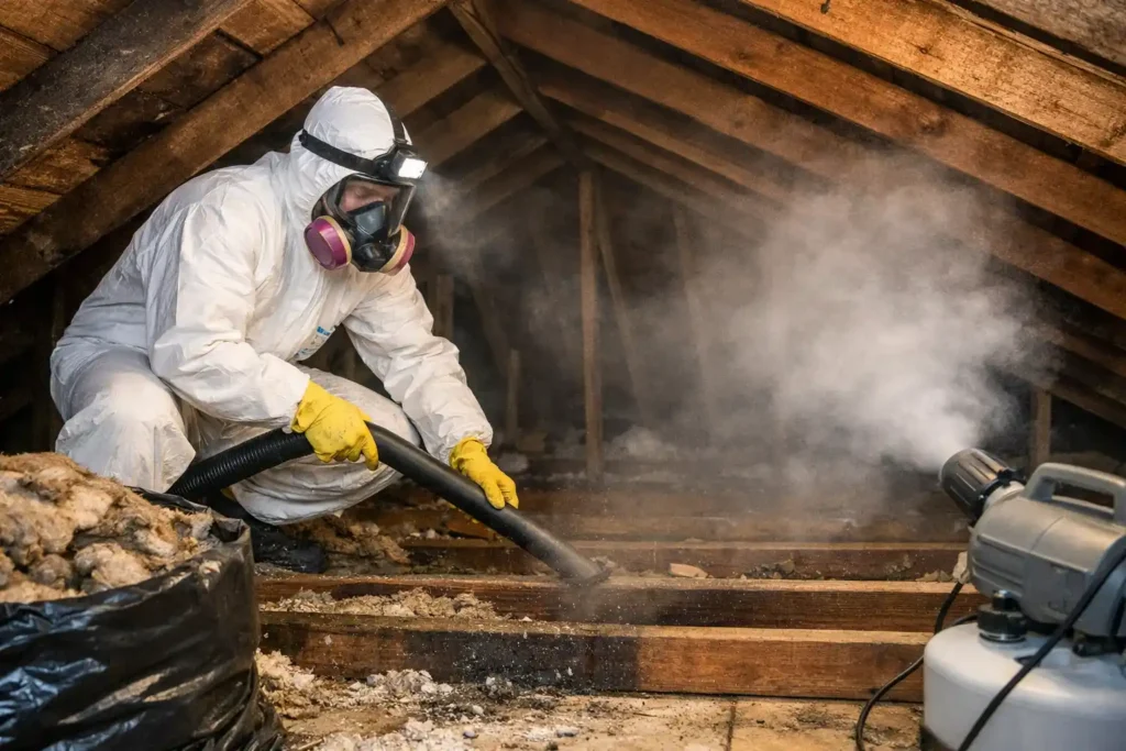 Attic sanitization and restoration in Hampton Roads during insulation cleanup